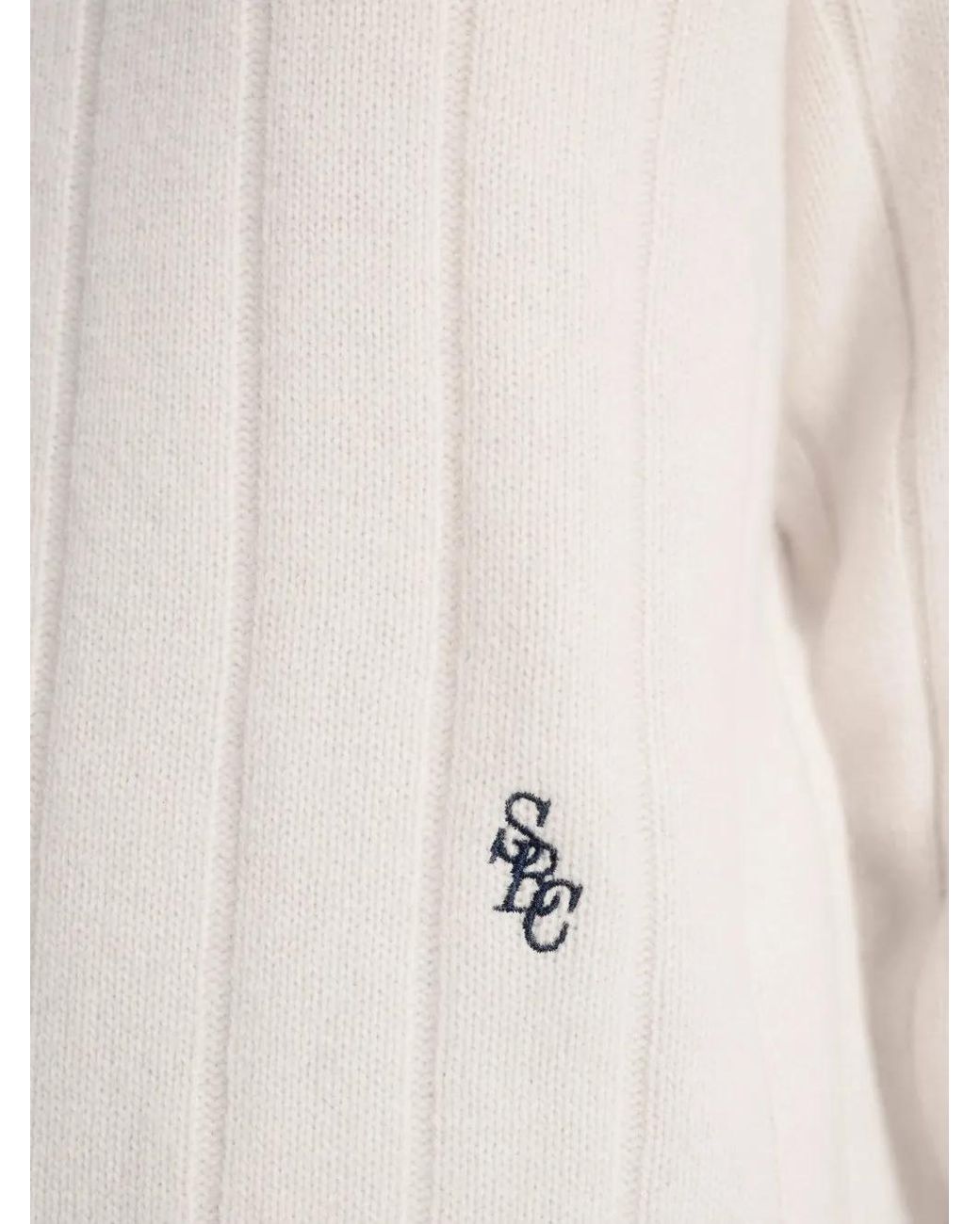 Sporty & Rich White V-Neck Striped Jumper