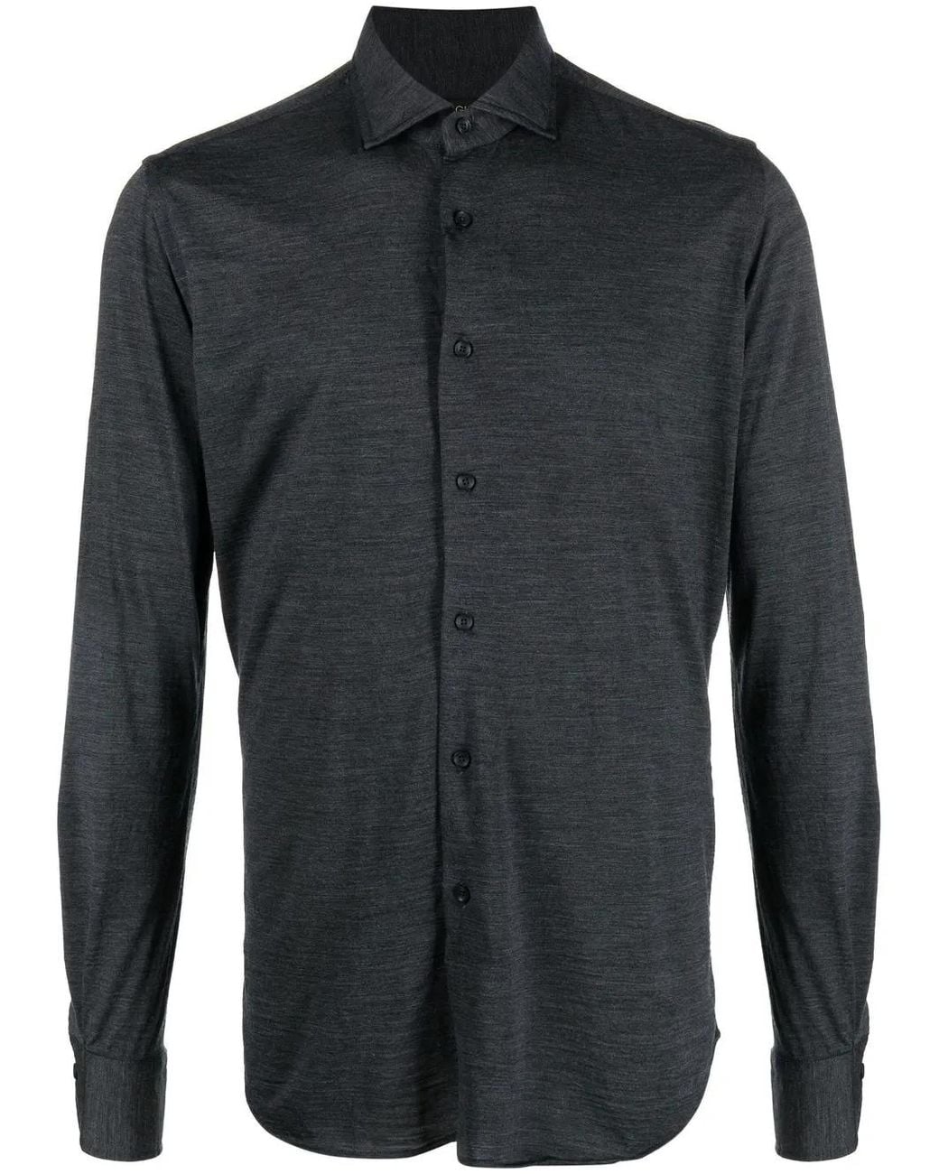Dell'Oglio Blue Long-Sleeve Wool Shirt for men