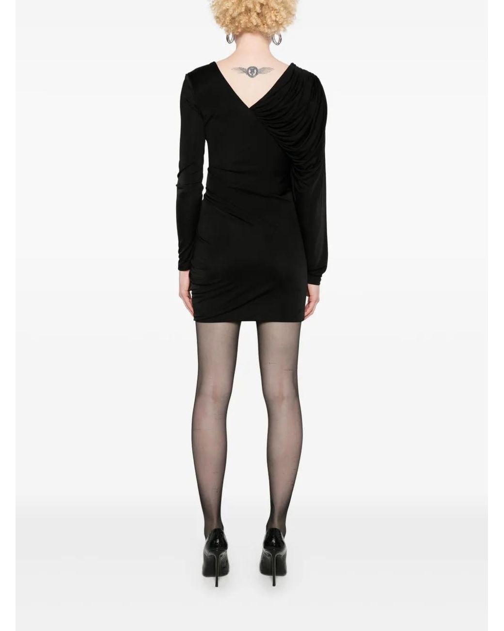 Saint Laurent Black Draped Mini Dress