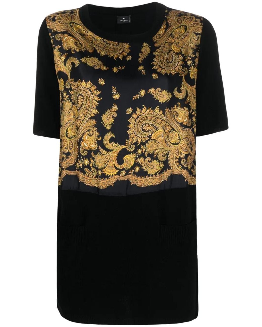 Etro Black Paisley-Print Cotton T-Shirt