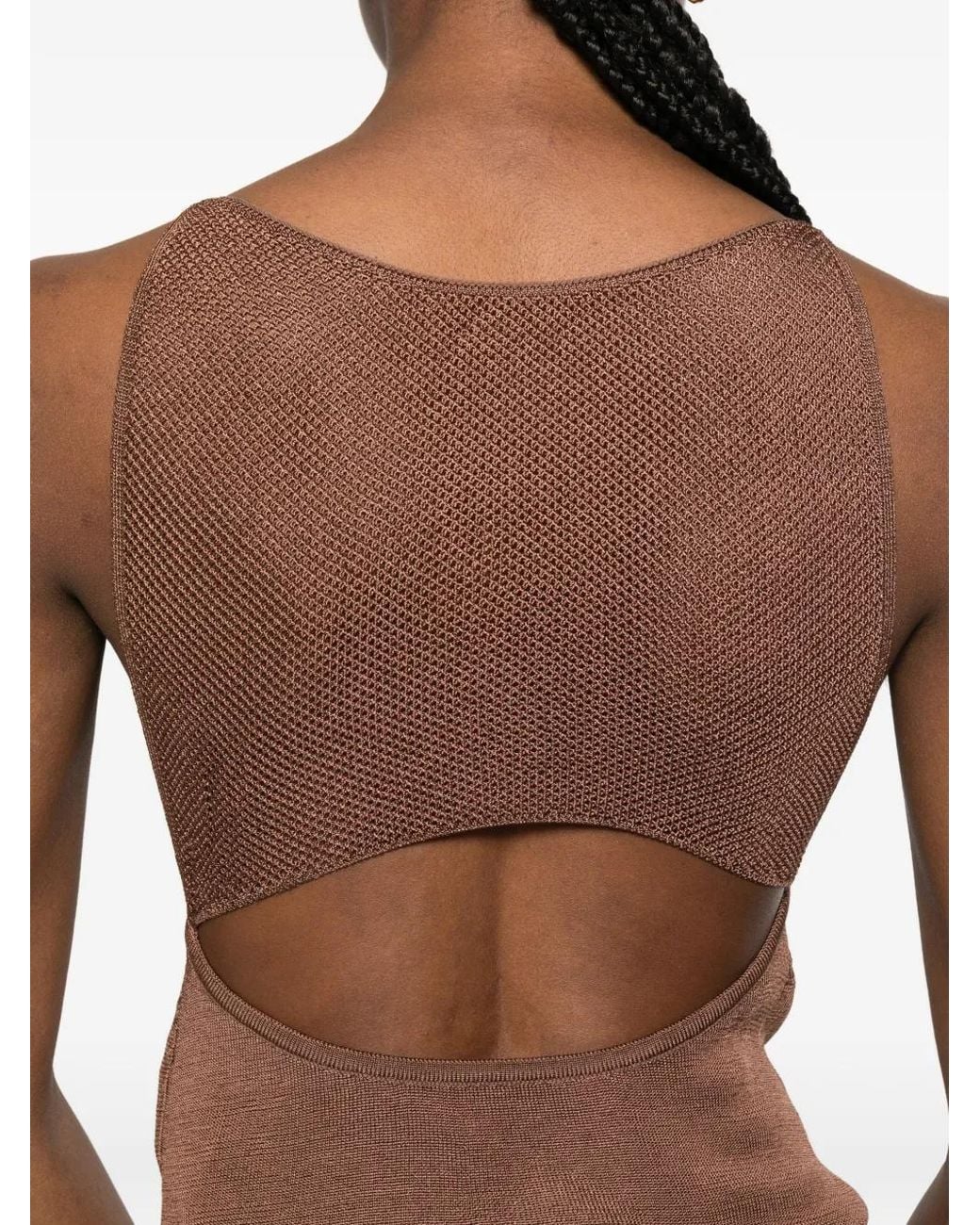 Isa Boulder Brown Strapless Layered Top