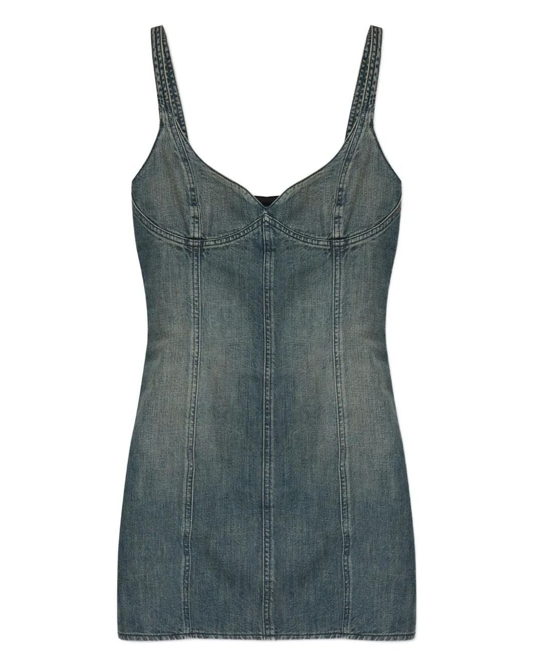 Balenciaga Green Denim Mini Dress