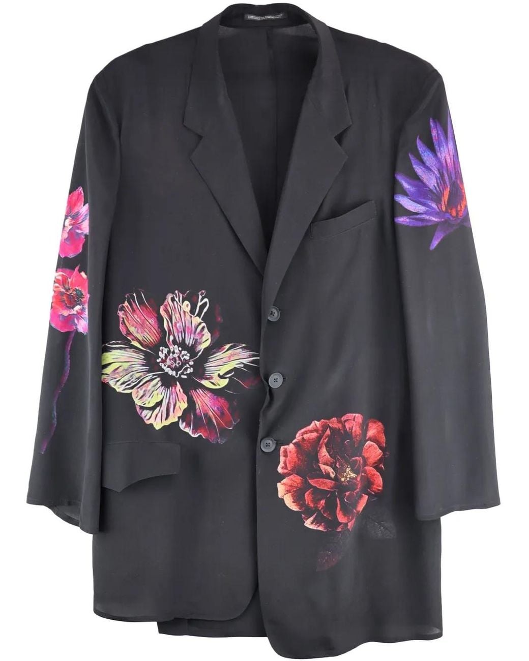 Yohji Yamamoto Gray Floral-Print Jacket for men