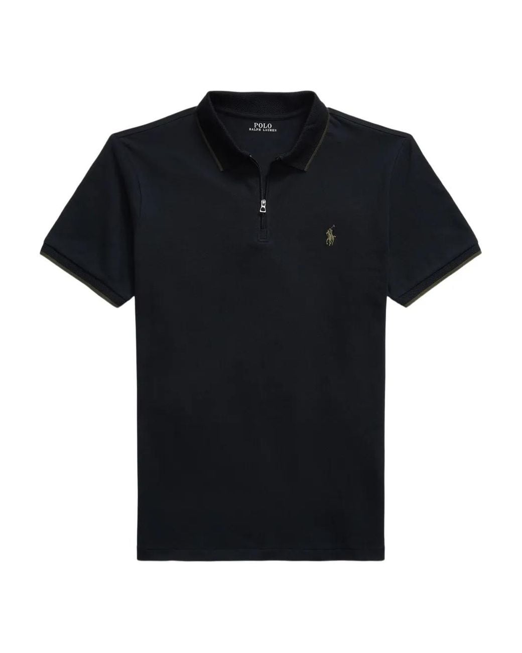 Polo Ralph Lauren Black Zip-Neck Polo Shirt for men