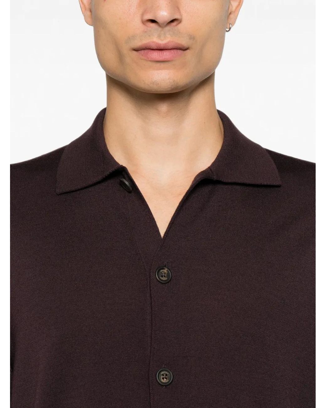 Eleventy Purple Fine-Knit Button-Down Shirt for men