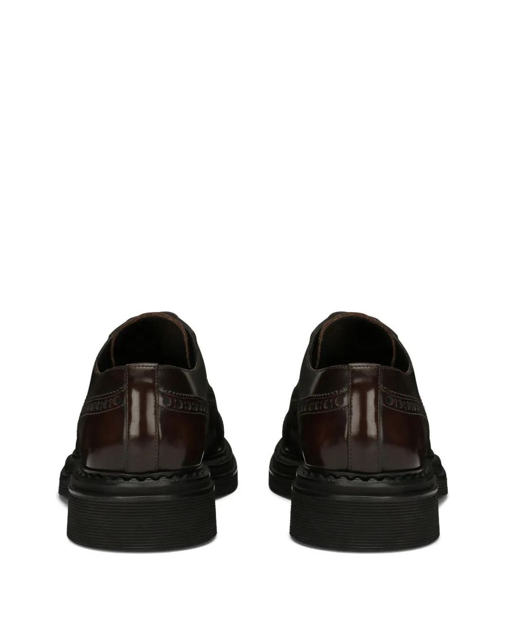 Dolce & Gabbana Black Perforated Calf Leather Lace-Up Shoes for men