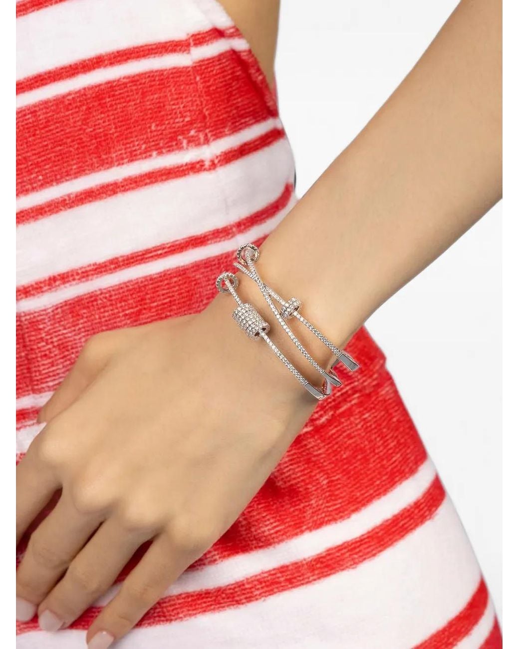 Apm Monaco White Piercing Cuff Bracelet