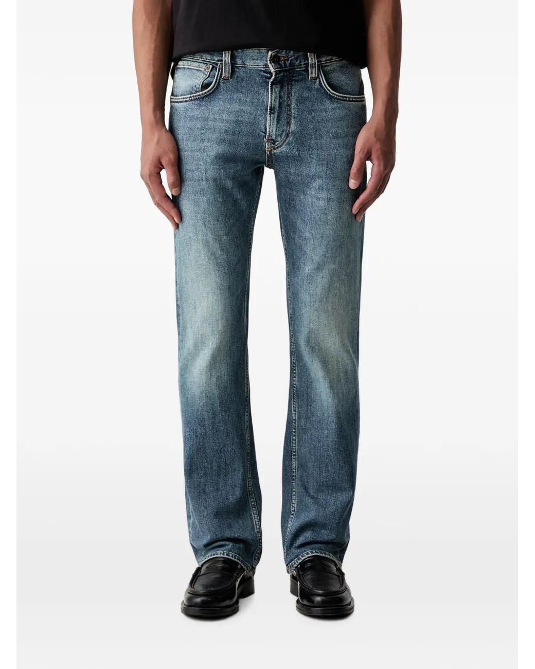 Emporio Armani Blue Logo-Appliqué Straight Jeans for men