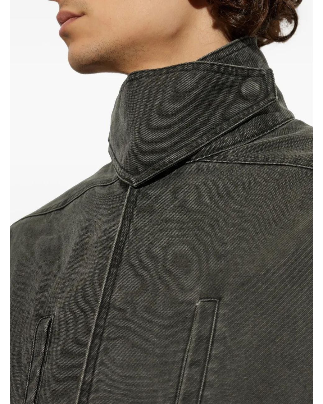Rick Owens Gray Mac High-Neck Denim Jacket for men