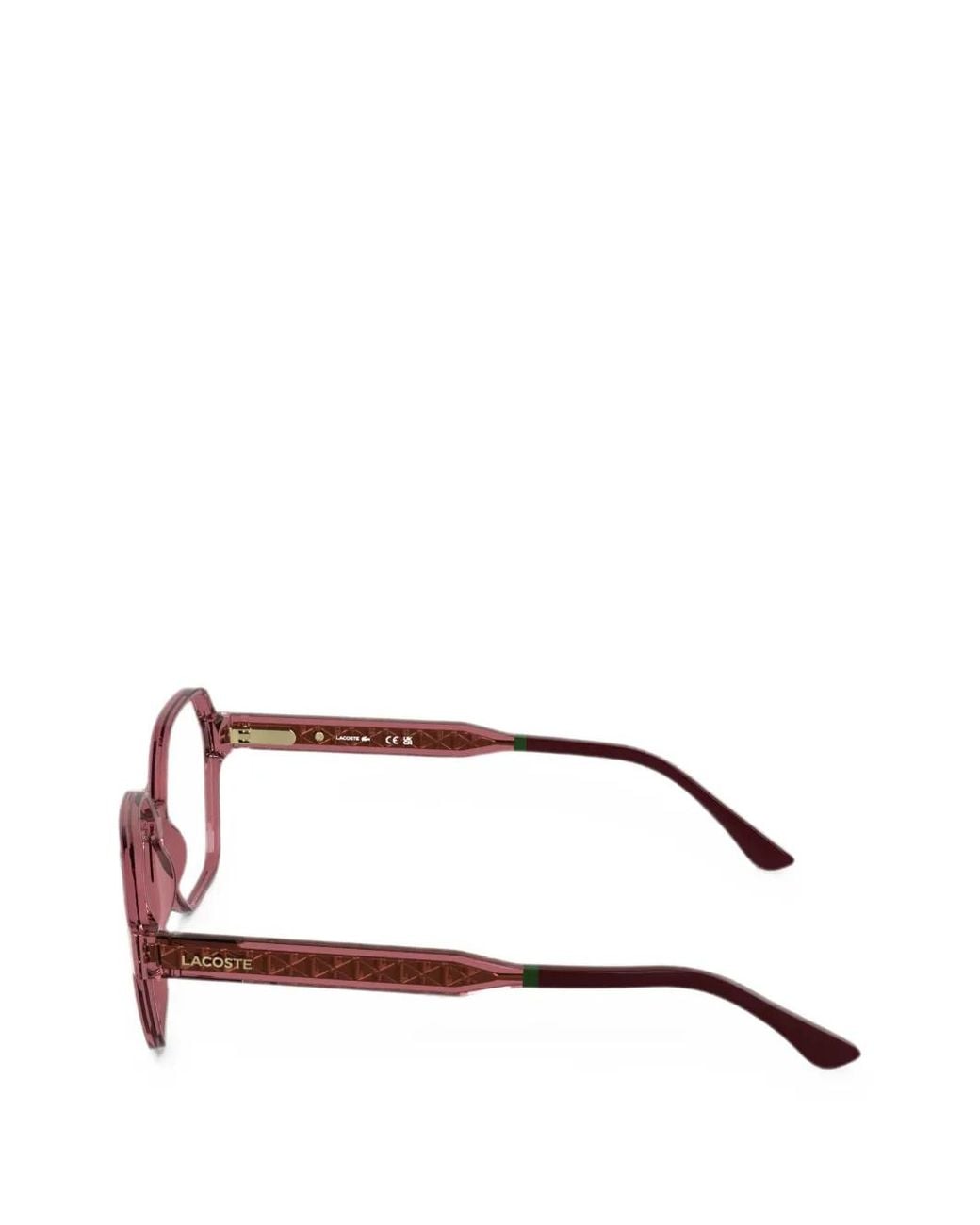 Lacoste Red Geometric-Frame Glasses
