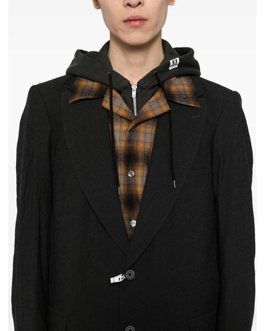 Maison Mihara Yasuhiro Black Multi-Layer Hooded Jacket for men