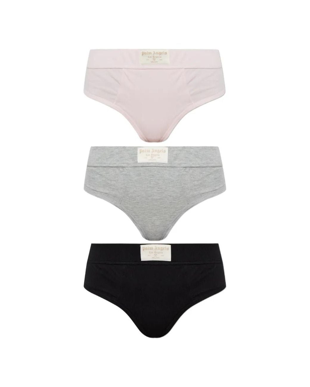 Palm Angels Drie High-Waist Geribbelde Strings in het White