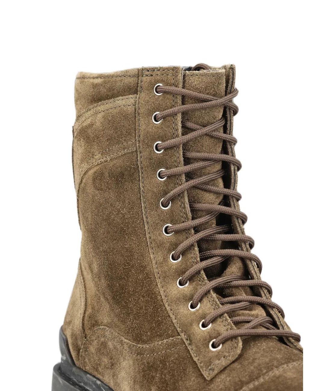 Balenciaga Brown Side-Zip Logo-Print Combat Boots for men