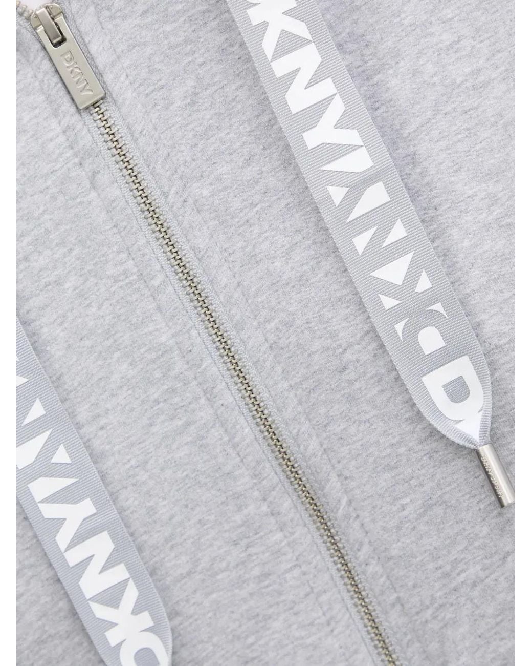 DKNY Gray Hooded Zip-Up Top