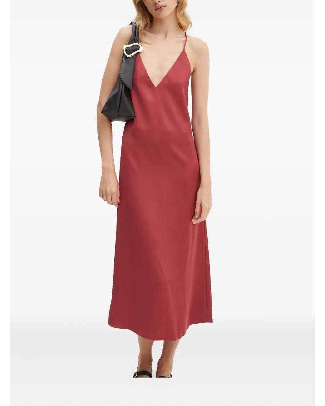 Stine Goya Red V-Neck Ruffled Dress