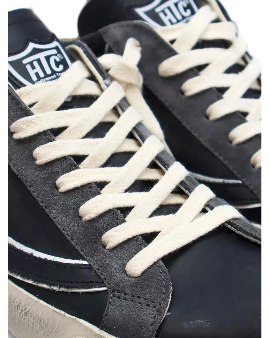 HTC White Vipers Distressed-Finish Sneakers for men