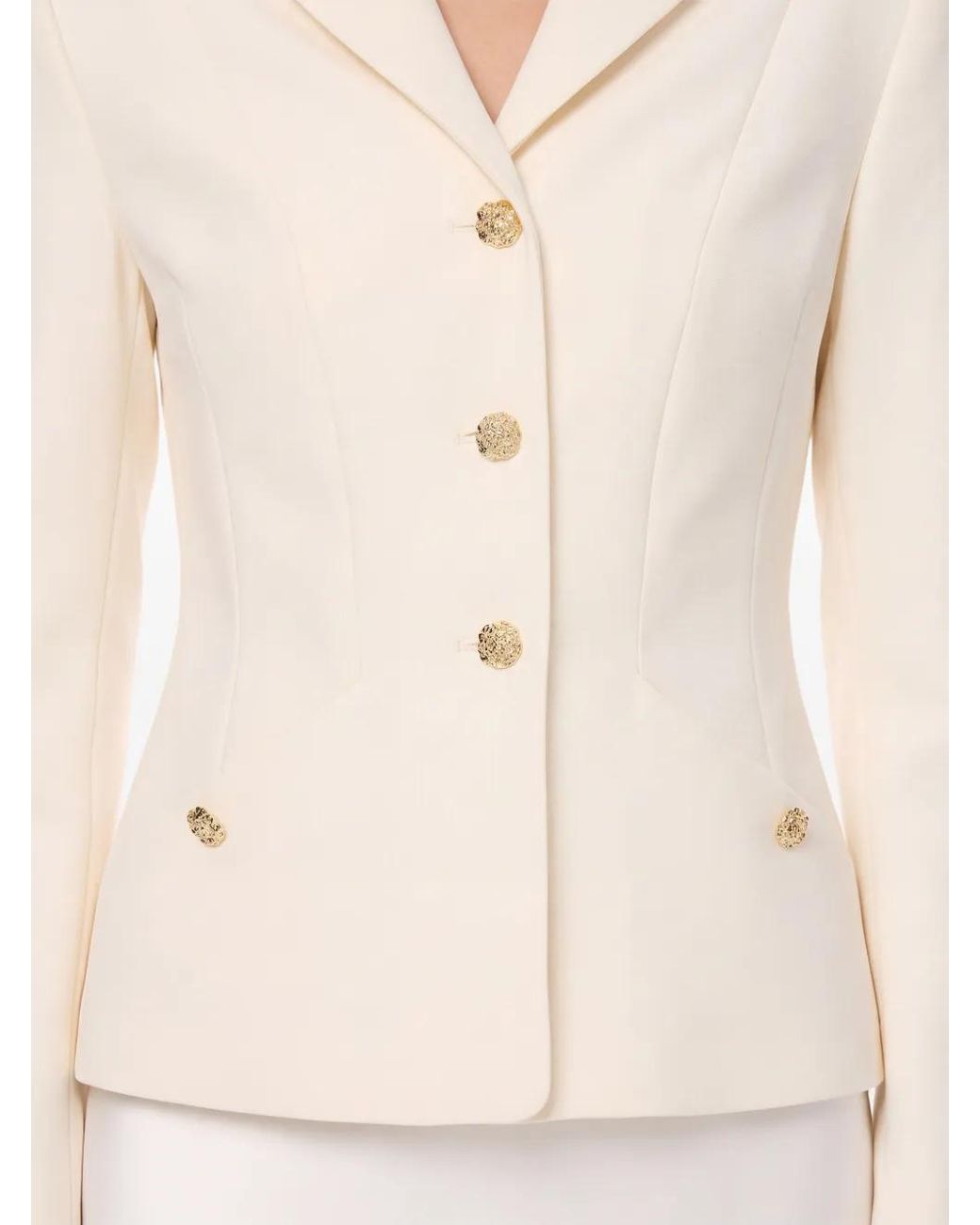 POST MERIDIEM White Tone Buttoned Fitted Jacket