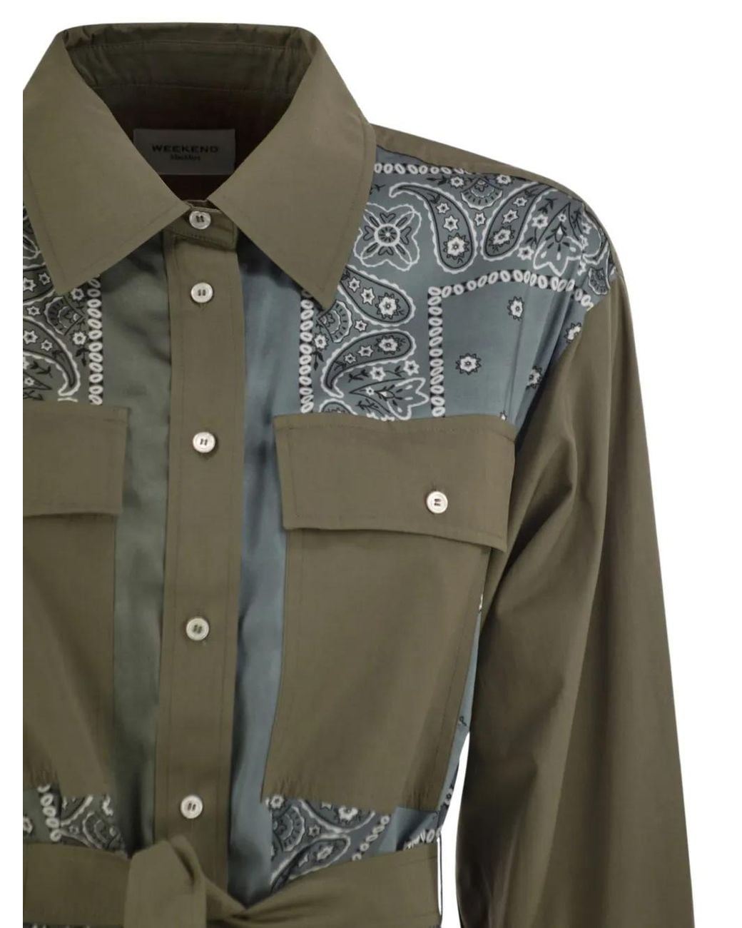 Weekend by Maxmara Green Bandana-Print Pleated Shirt Midi Dress