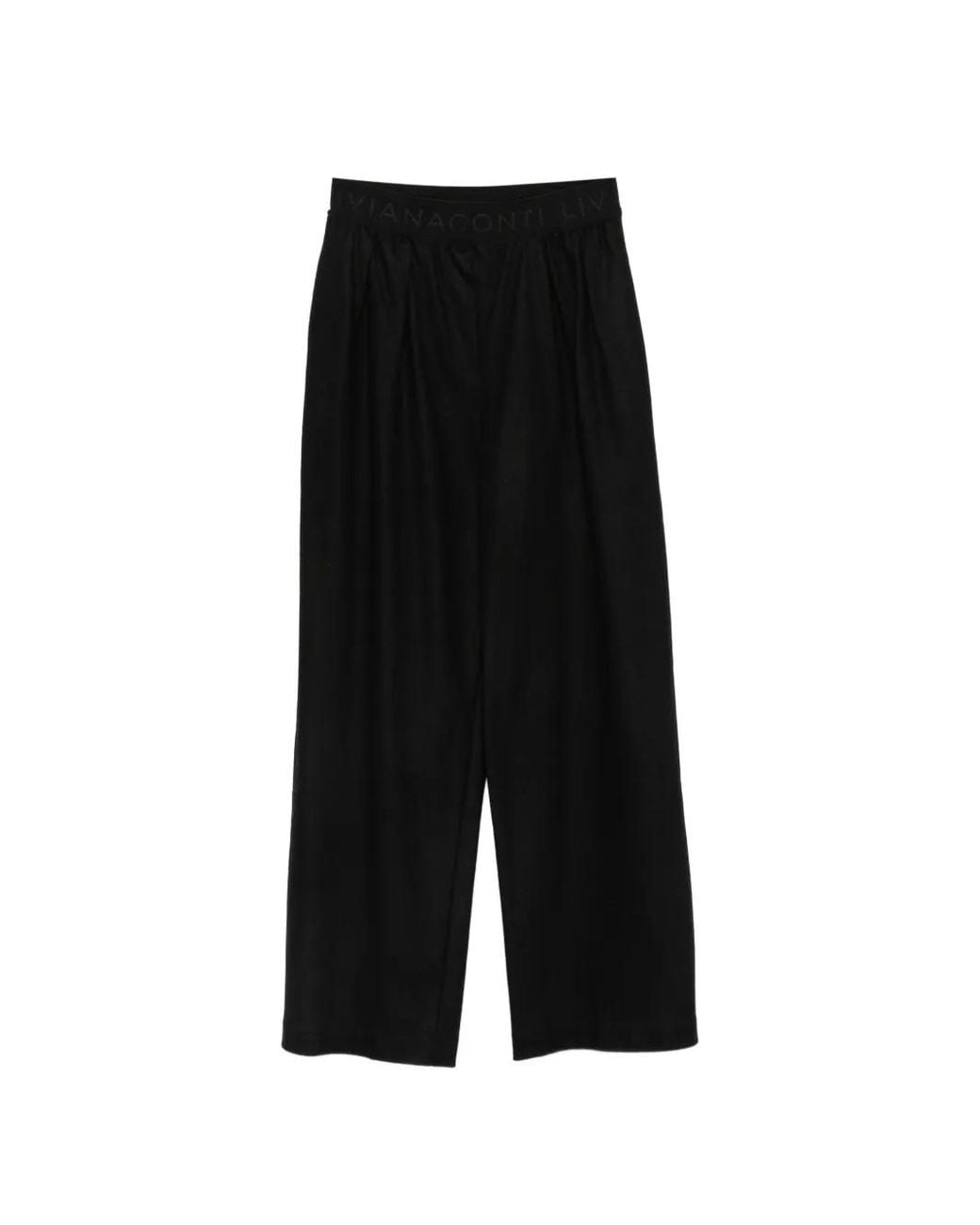 Liviana Conti Black Logo-Waistband Trousers