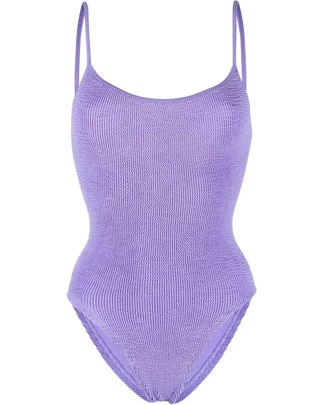 Hunza G Purple Pamela Crinkle Swimsuit