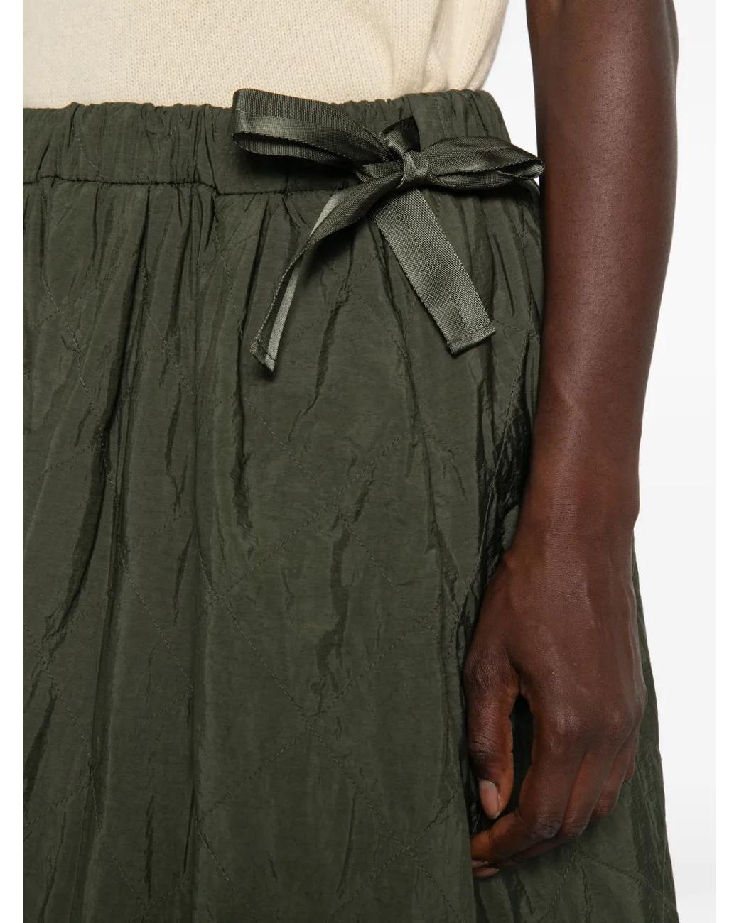 Weekend by Maxmara Green Crinkled-Effect Maxi Skirt