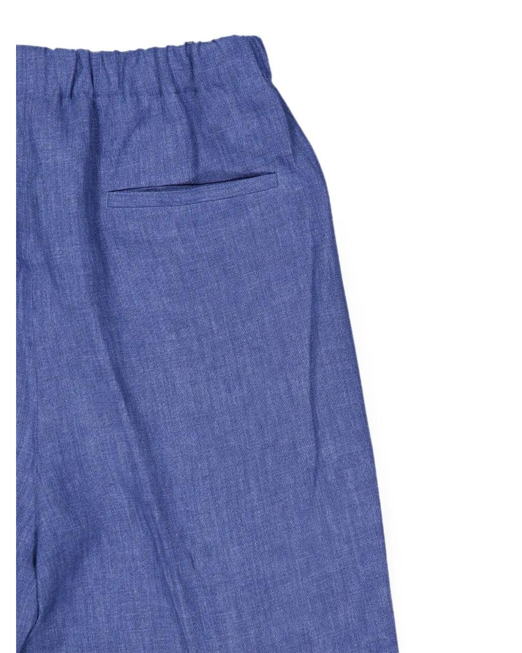 Piacenza Cashmere Blue Elasticated-Waist Linen Shorts for men