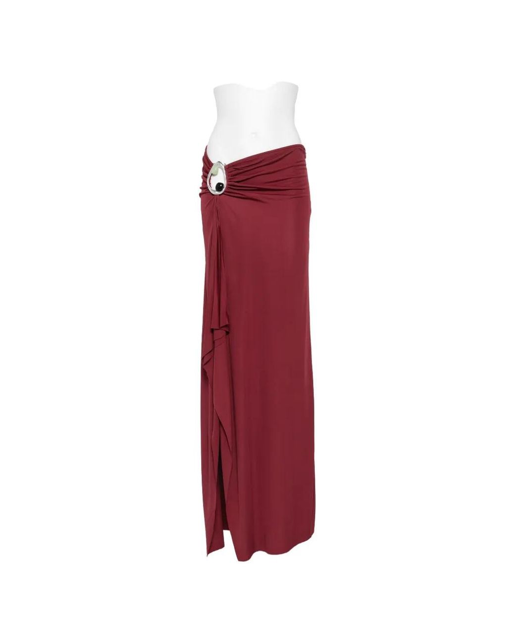 Christopher Esber Red Orica Crystal-Embellished Ruched Maxi Skirt