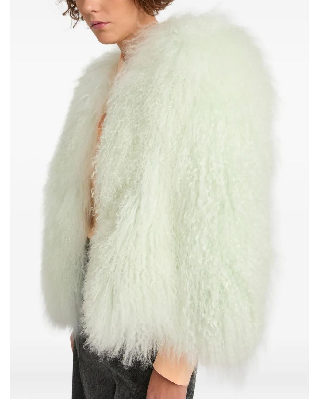 Yves Salomon White Shearling Jacket