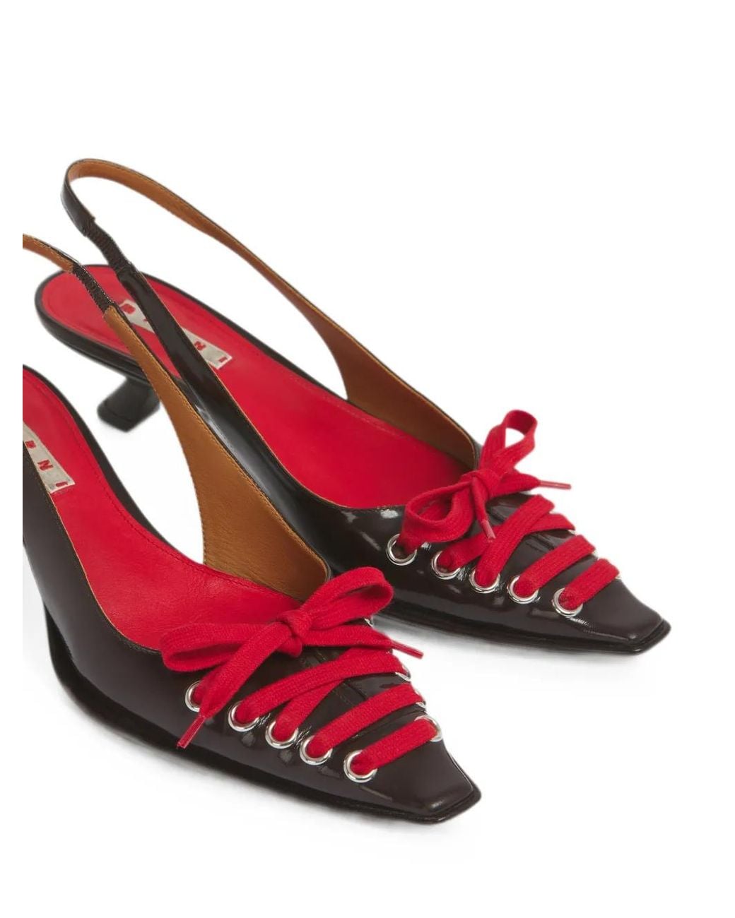 Marni Multicolor Escarpins En Cuir Foncé Kat Slingback