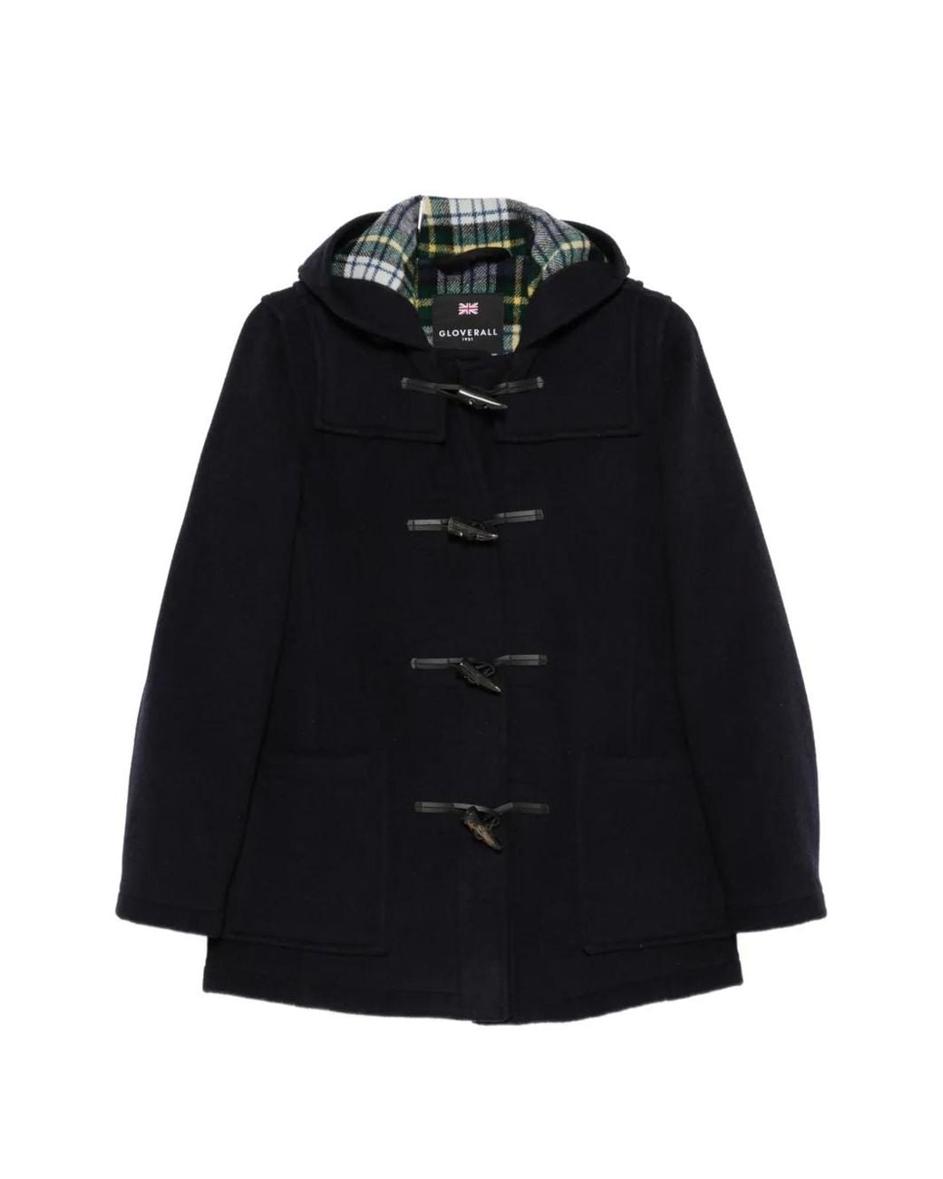 Gloverall Black Toggle-Fastening Hooded Duffle Coat