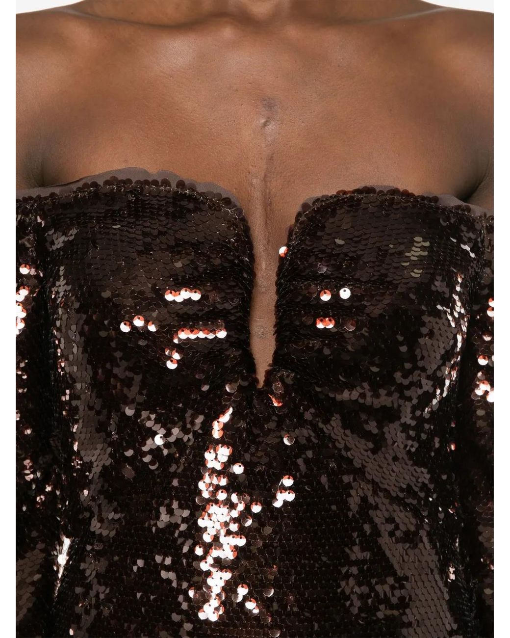 Self-Portrait Black Sequin Off-Shoulder Maxi Dress