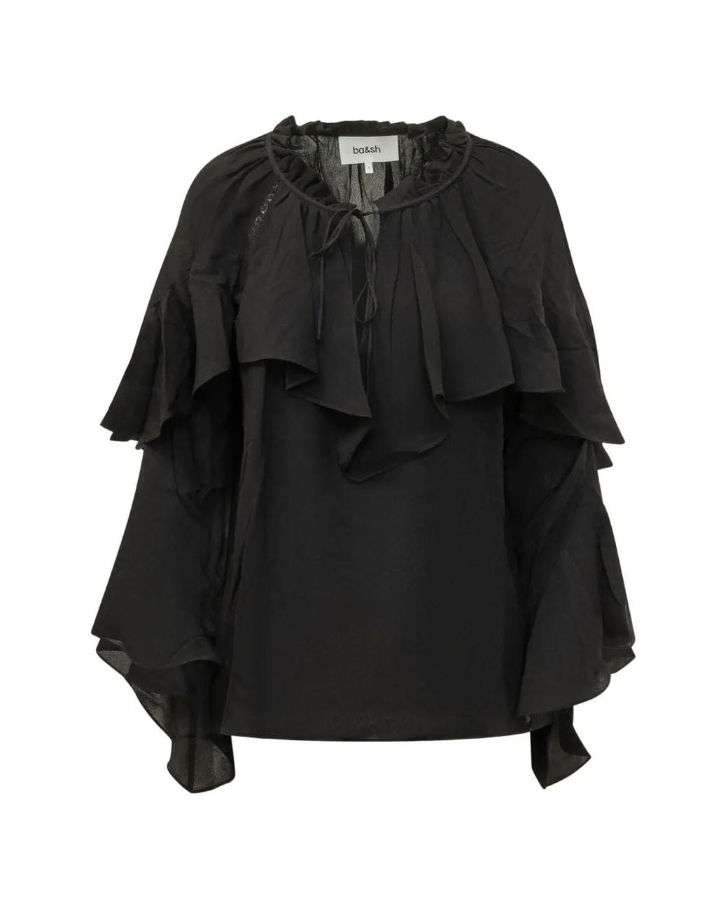 Ba&sh Black Betty Ruffled V-Neck Blouse