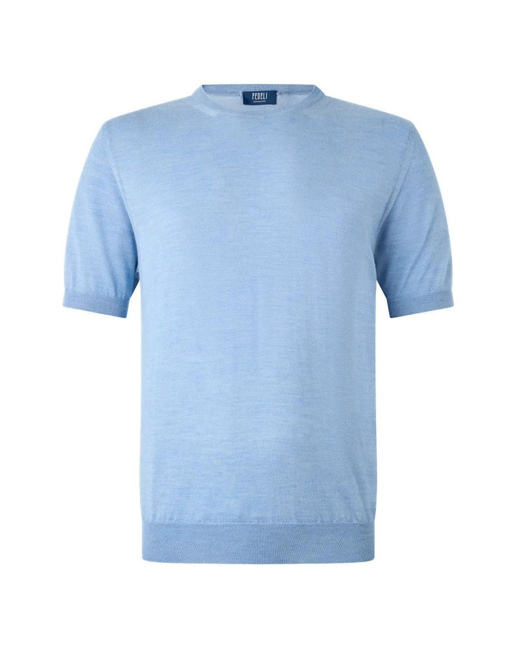 Fedeli Blue Short-Sleeve Fine-Knit Sweater for men