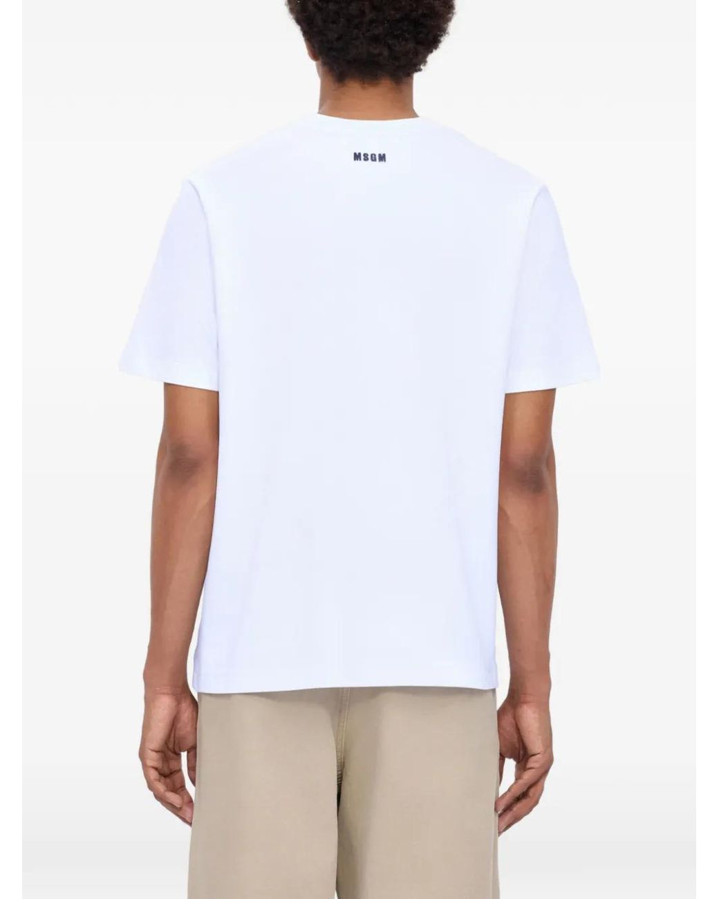 MSGM White T-Shirt À Imprimé Graphique for men