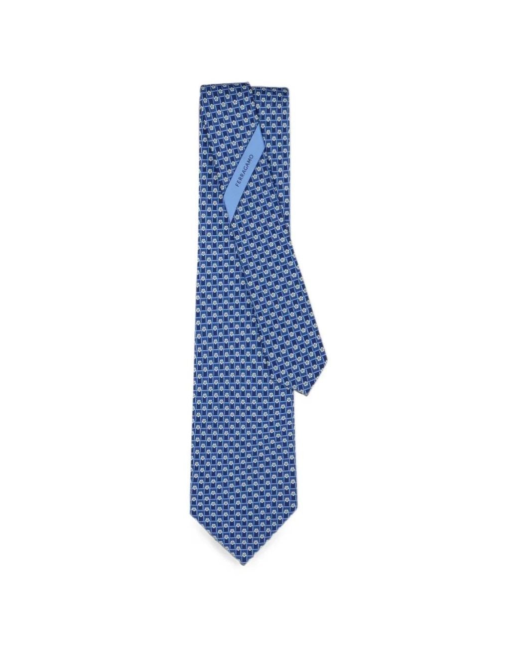 Ferragamo Blue Soccer-Print Silk Tie for men