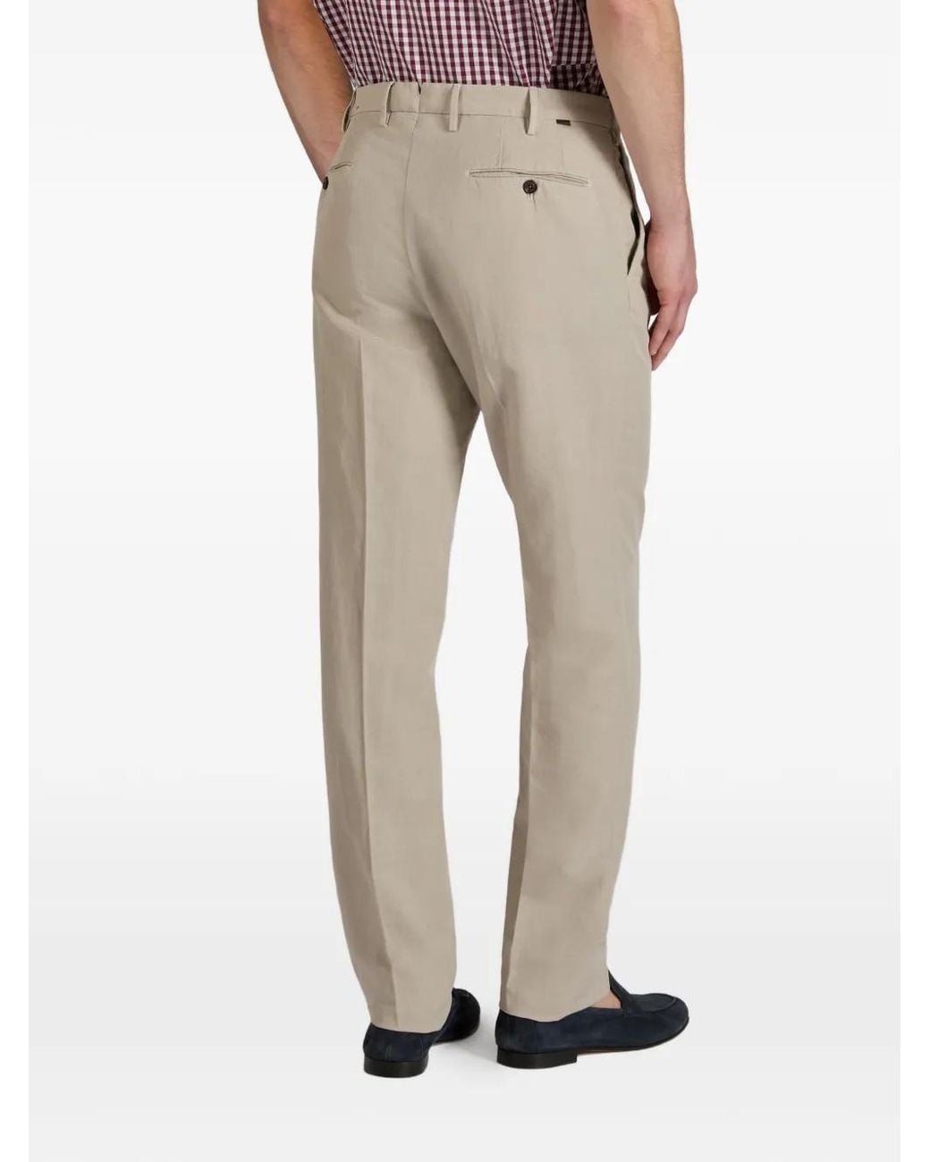 Incotex White Chinolino Pleated Trousers for men