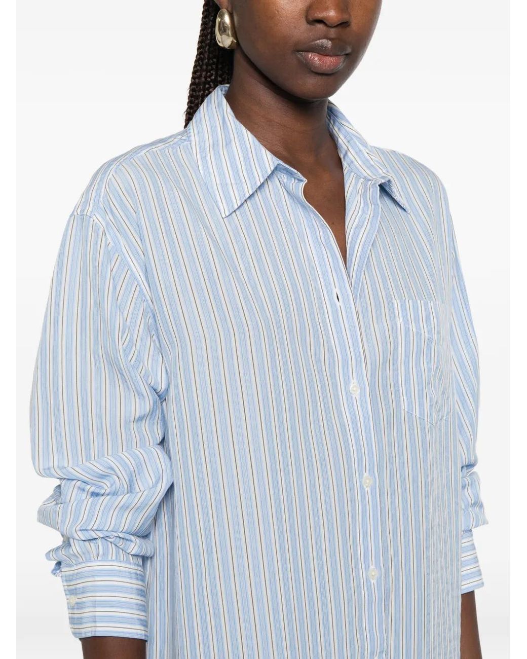 Gant Blue Vertical-Stripe Dropped-Waist Mini Dress