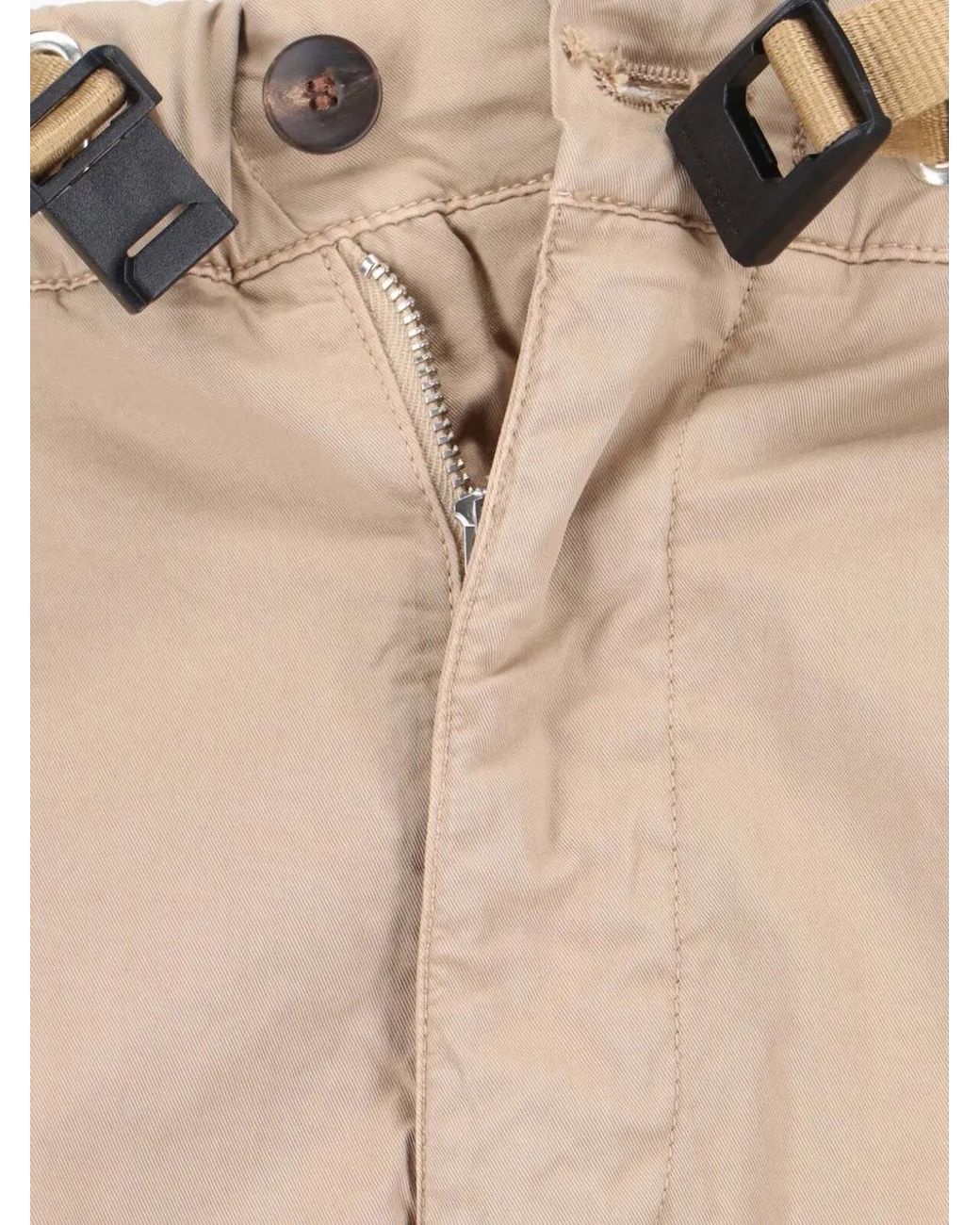 White Sand Natural Pleated Belted Trousers for men