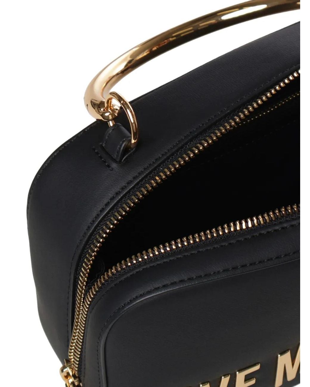 Love Moschino Black Logo-Lettering Metal-Handle Tote Bag
