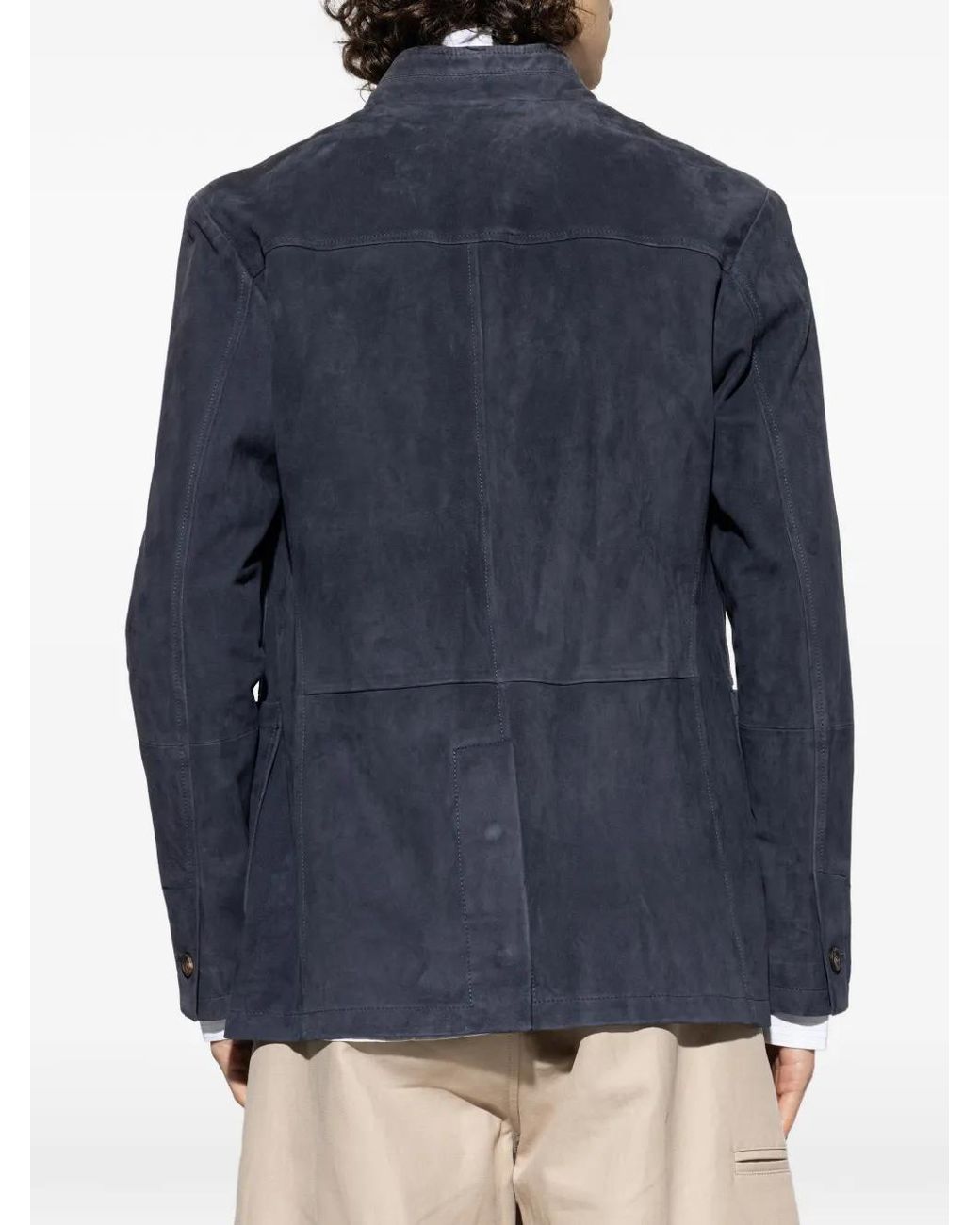 Eleventy Blue Button Lambskin Jacket for men