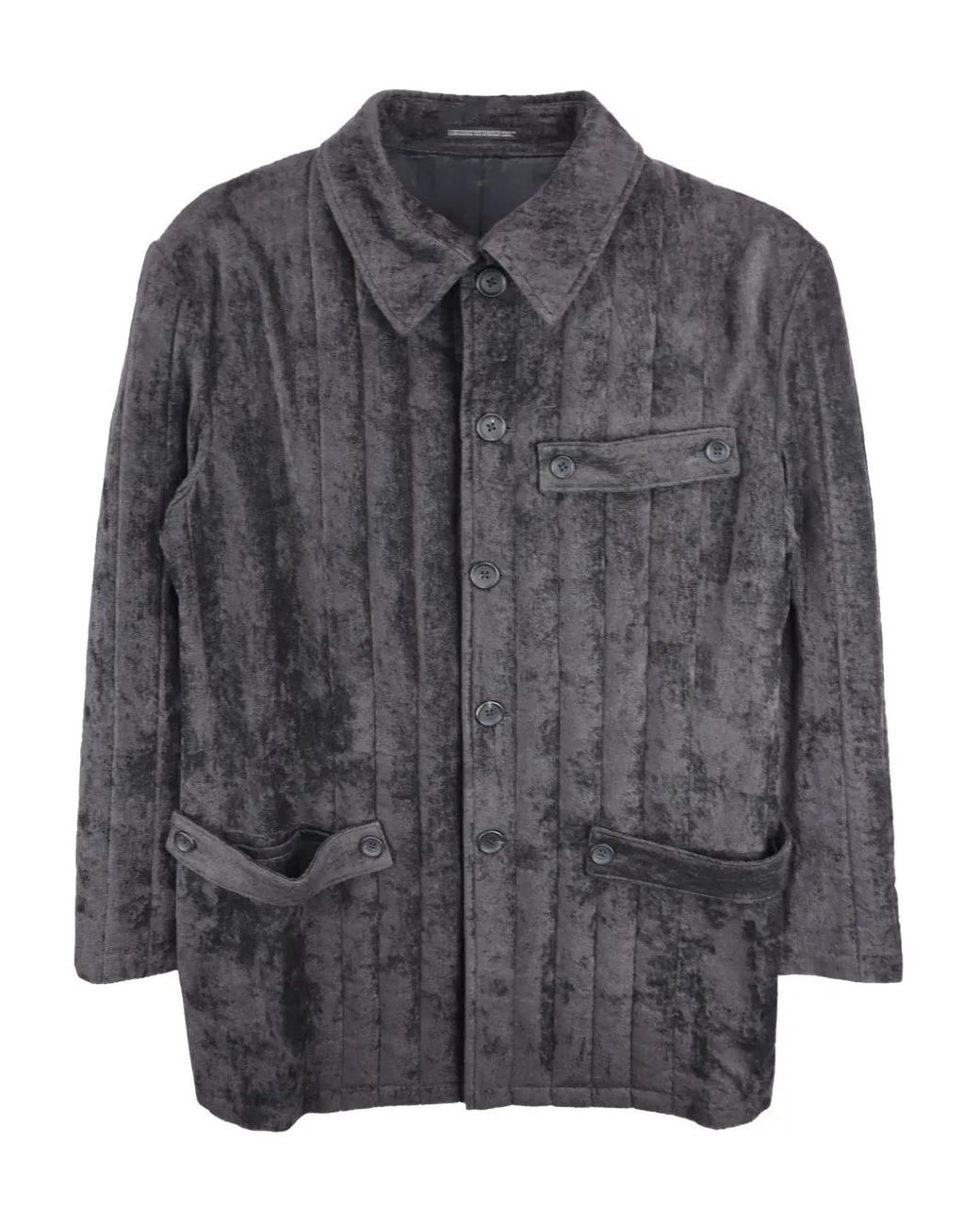 Yohji Yamamoto Gray Pleated Linen Jacket for men
