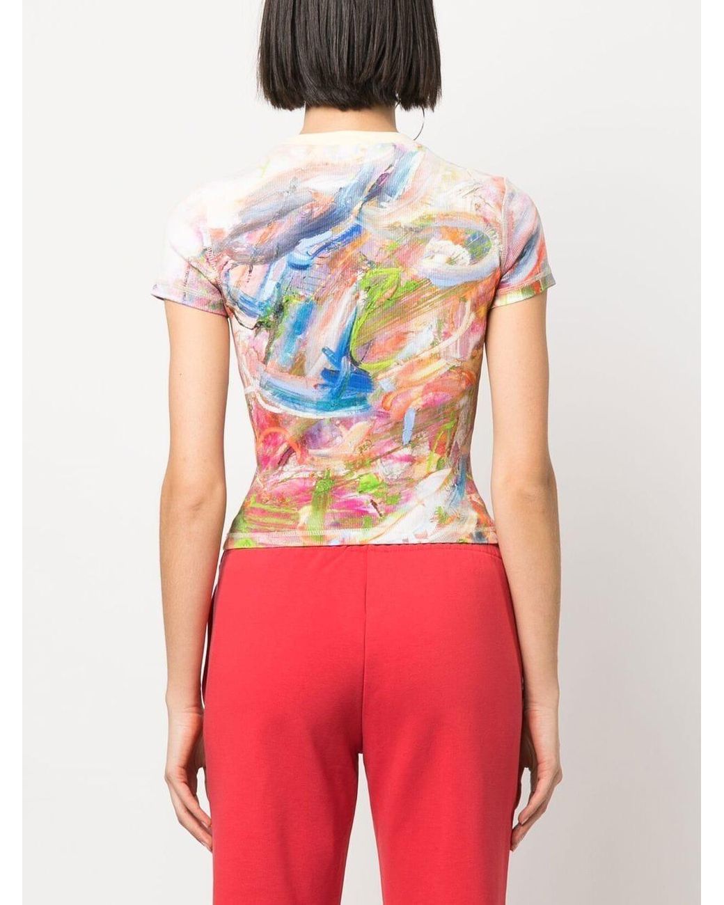 トップス DIESEL T-SKINZY-G1-OUT T-SHIRT XL T-SKINZY-G1 Woman: Faded T-shirt with abstract print | Diesel