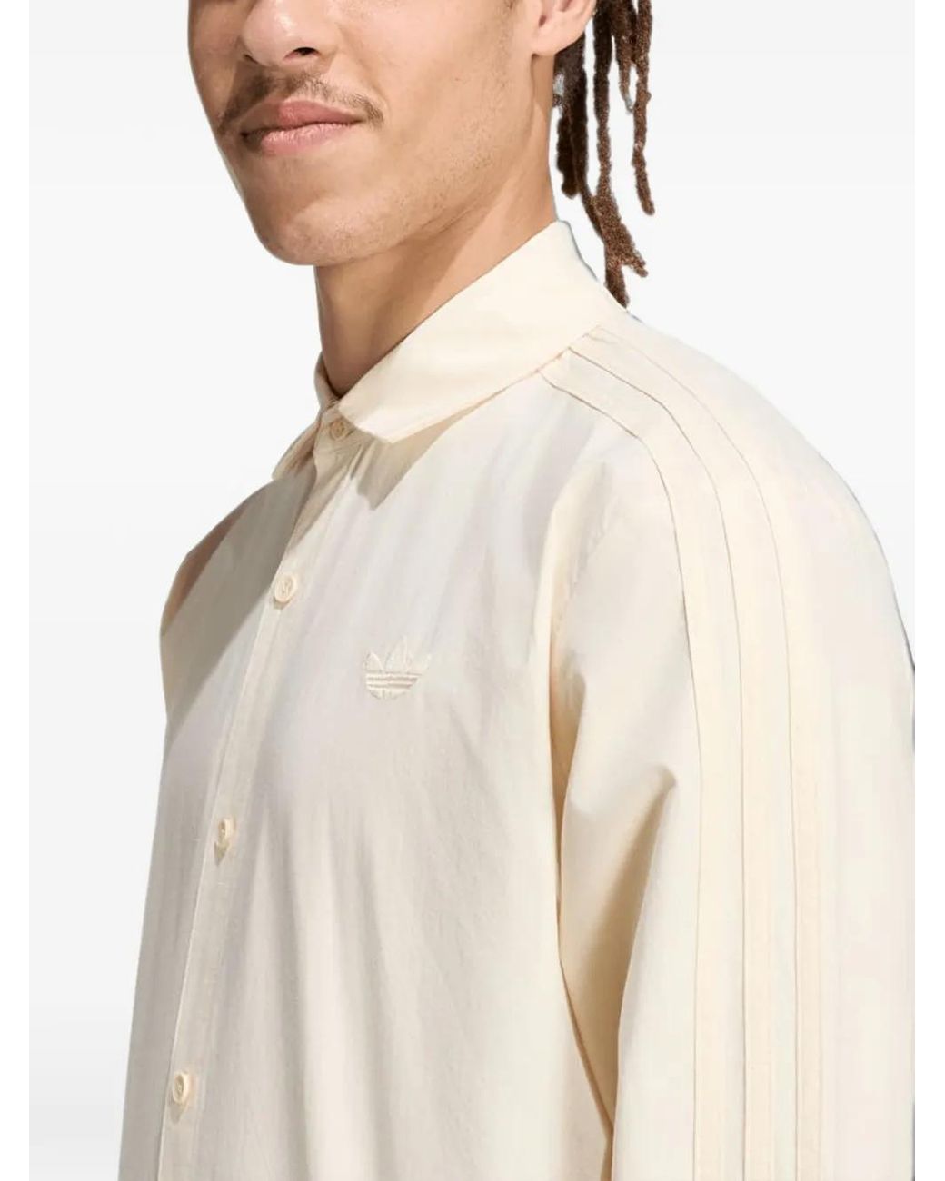 Adidas Blue 3-Stripes Button-Up Shirt for men