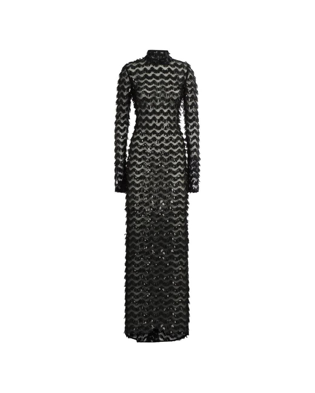 Taller Marmo Black Dragon Lady Sequin-Embellished Maxi Dress