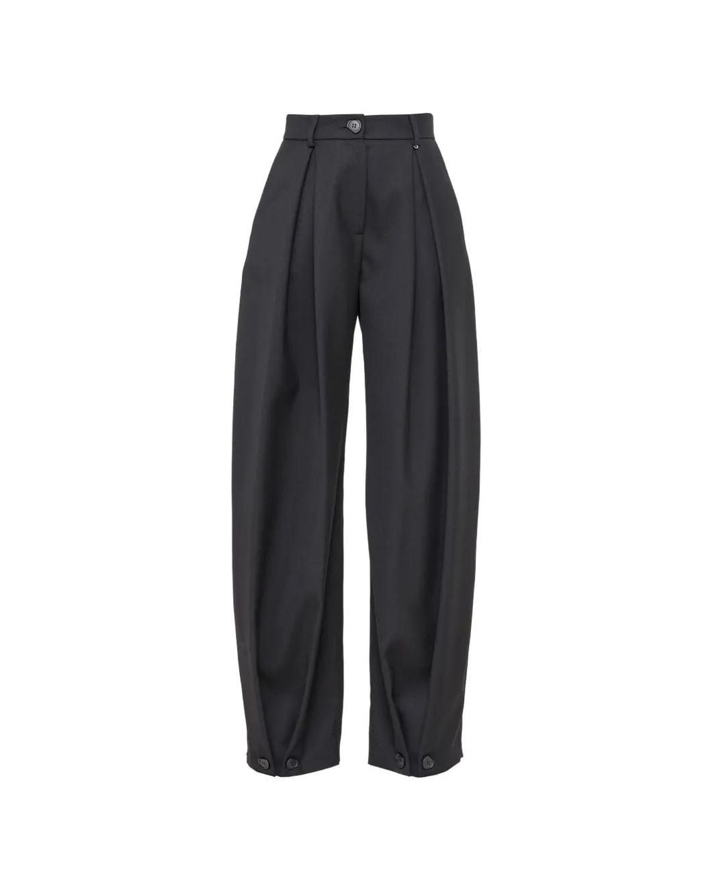 Nissa Black Mid-Rise Wool Pants