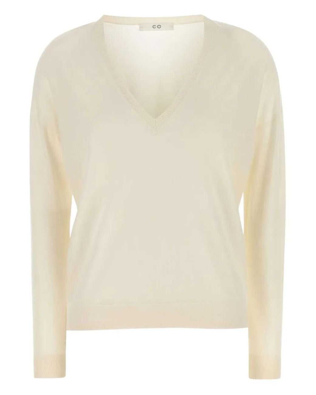 Co. Natural V-Neck Cashmere Sweater