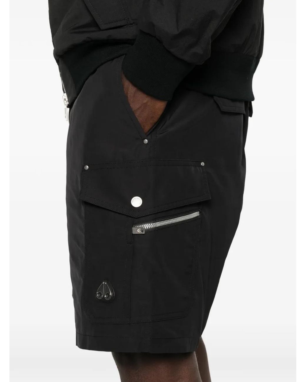 Moose Knuckles Black Mini Cargo Shorts for men