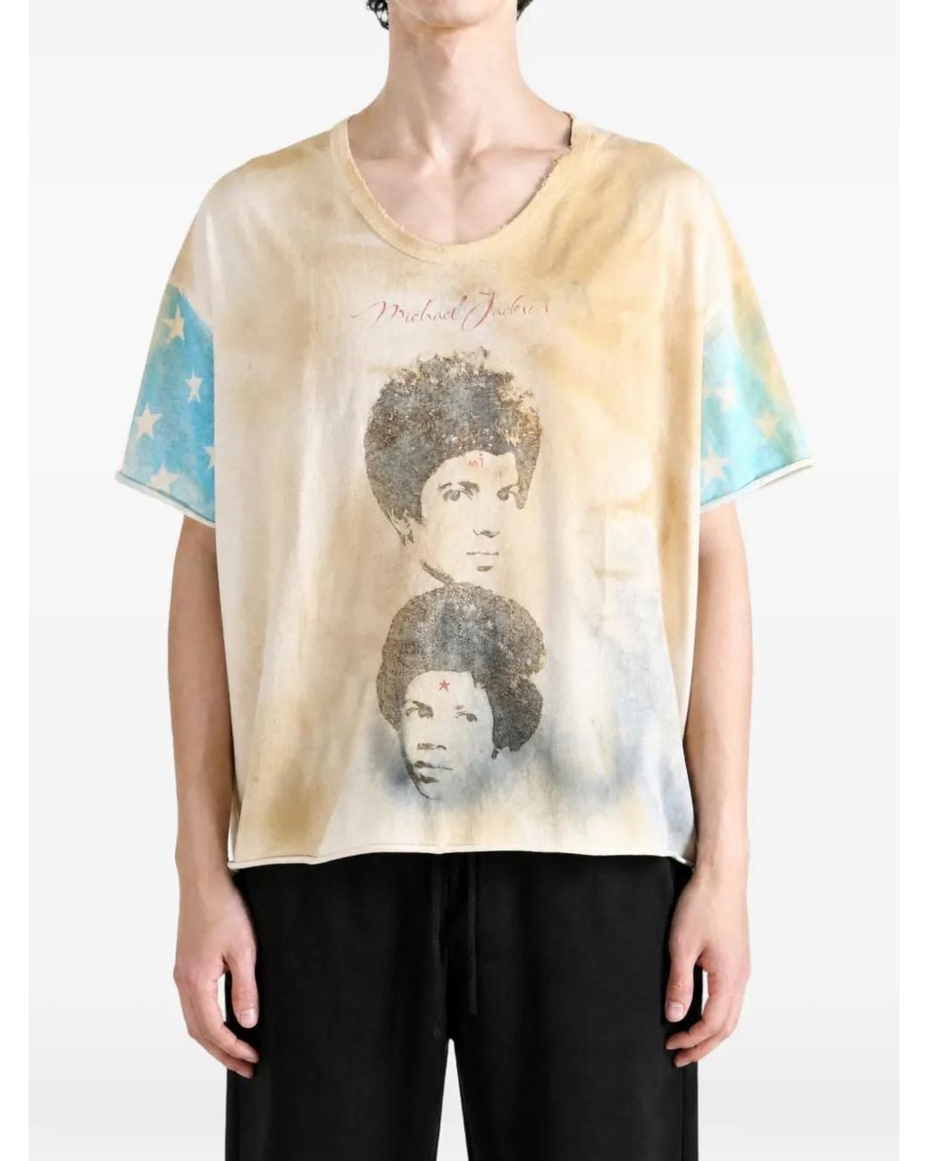 SAITOS Natural Michael Jackson Star-Pattern T-Shirt