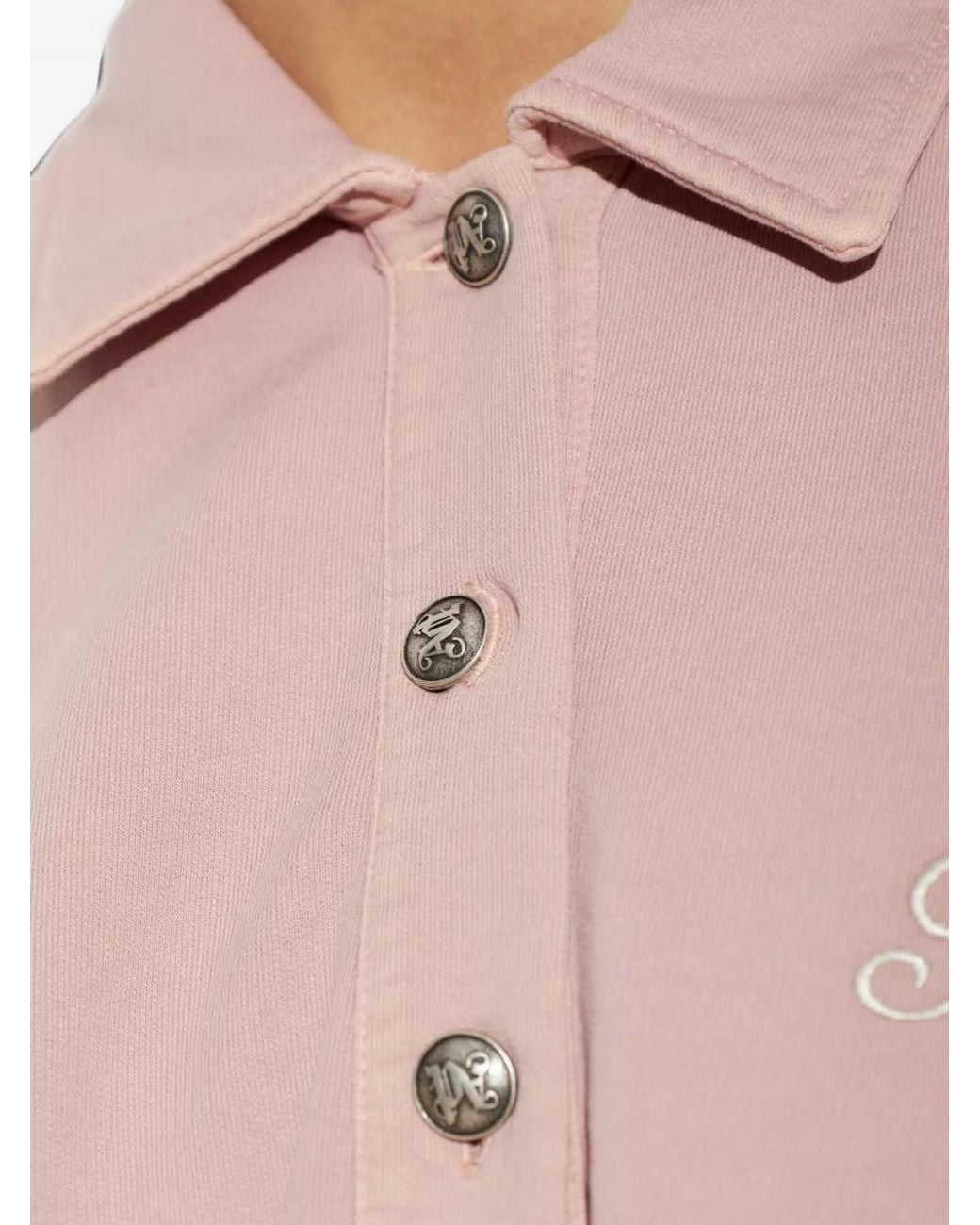 Palm Angels Pink Cropped Long-Sleeve Polo Shirt