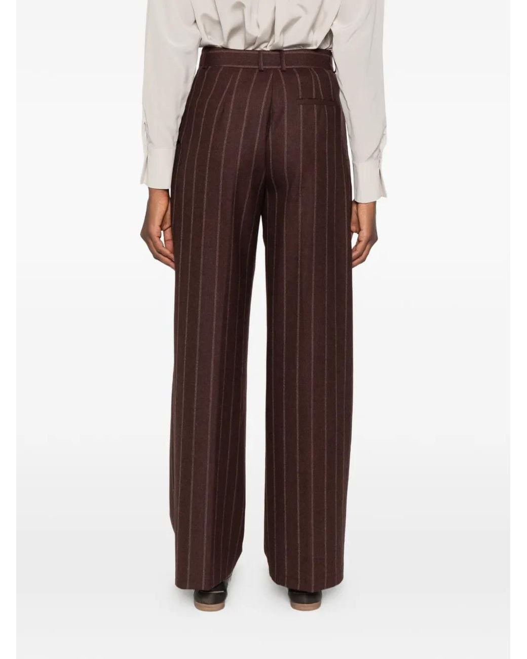 Barba Napoli Brown Pantalon Court À Fines Rayures